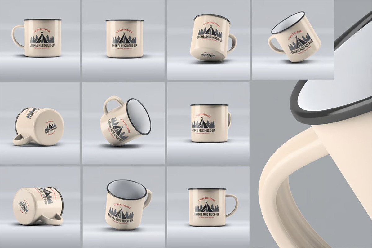Enamel Mug Mock-Up, a Cups & Container Mockup by DesignRushMarket (Photo 1 of 7)