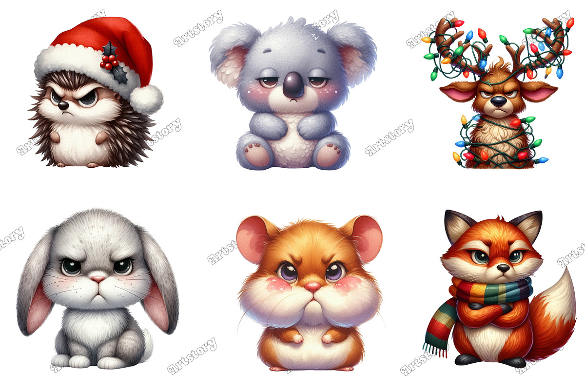 Grumpy Animals Clipart Bundle, an Illustration by designcity5 (Photo 2 of 5)