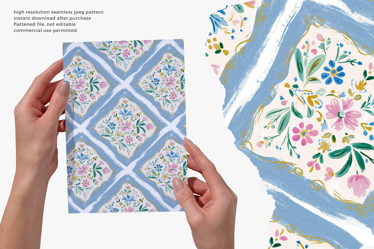 blue lattice tile seamless pattern, a Pattern Graphic by Pink Studio Art (Photo 3 of 4)