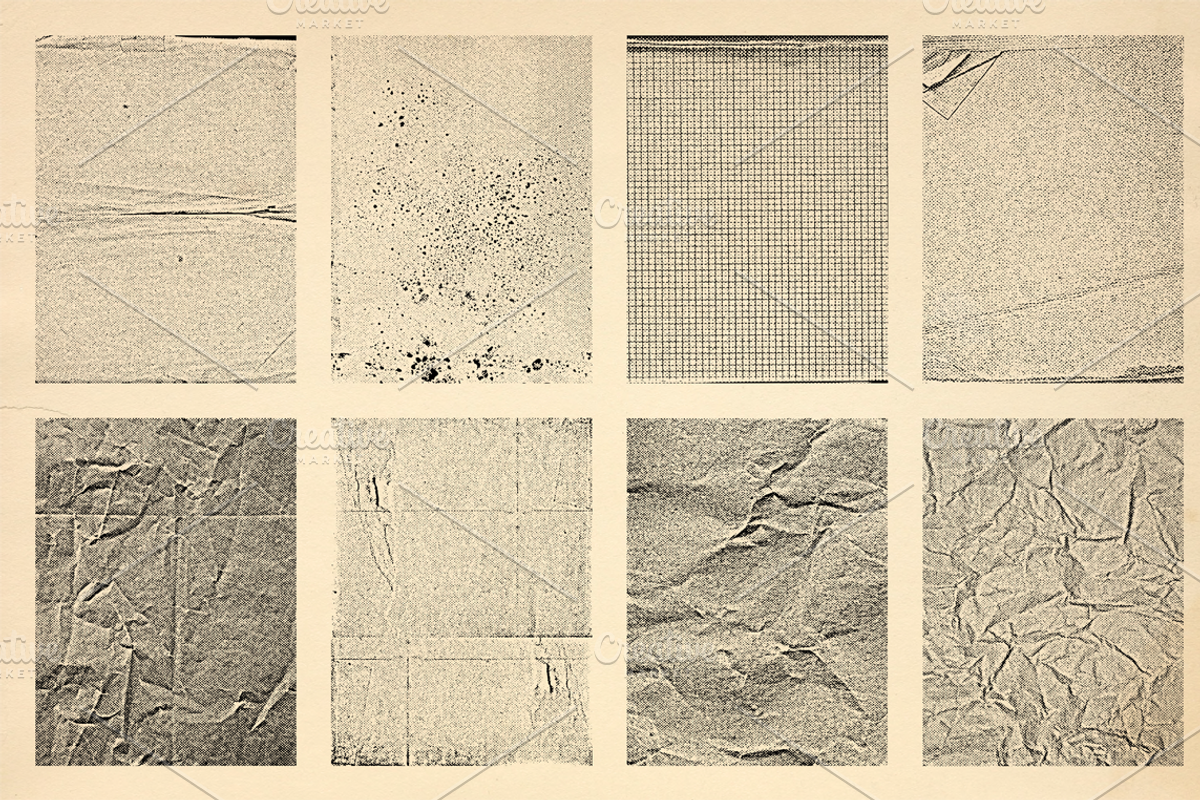 24 Halftone Crumpled Paper Textures, a Texture Graphic by Bart Wesolek