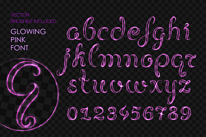 8 NEON BRUSHES / ELEGANT FONT