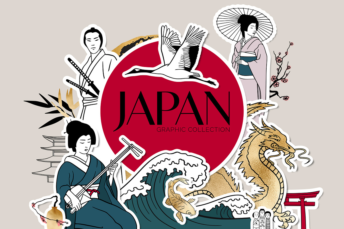 Japan. Line art illustration, an Object Graphic by AnMark (Photo 1 of 12)
