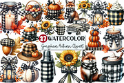 Watercolor Black Gingham Autumn Clip, an Illustration by Rose Art (Thumbnail 1 of 5)