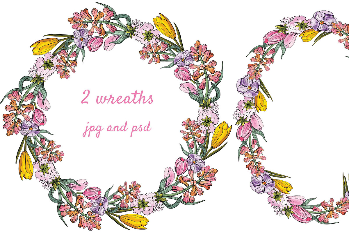 Set of floral elements and wreaths, an Illustration by fiolika (Photo 2 of 13)