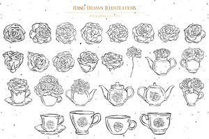 Tea Cups, Teapots And Roses