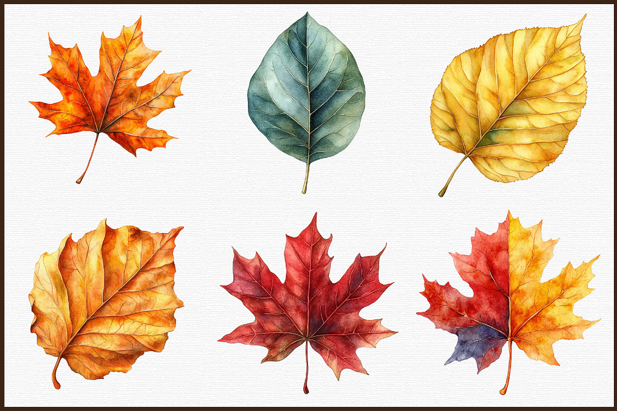 Watercolor Fall Autumn Leaves Clipar, an Illustration by Sublimation Artist (Photo 3 of 6)