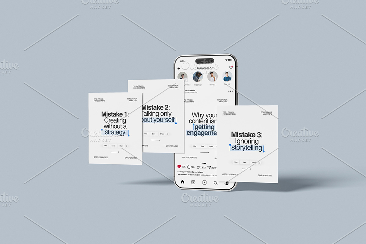 Social Post & Phone Screen Mockup, a Merchandise Mockup by Gatamotion (Photo 2 of 5)