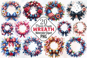 4th Of July Coquette Wreath Clipart, an Illustration by RobertsArt
