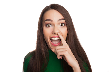 Woman in a green turtleneck stock photo containing color and green