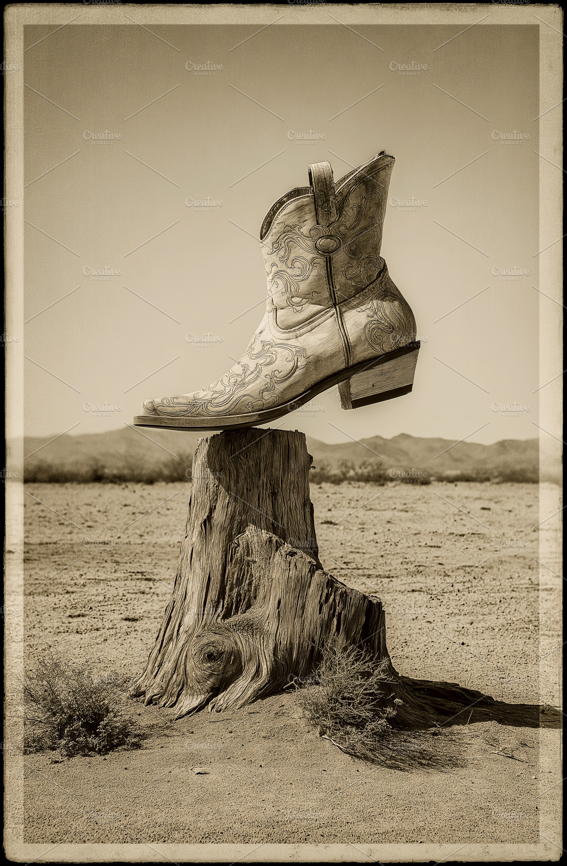 Vintage Cowboy Boot, an Arts & Entertainment Photo by Ocean Digital Art