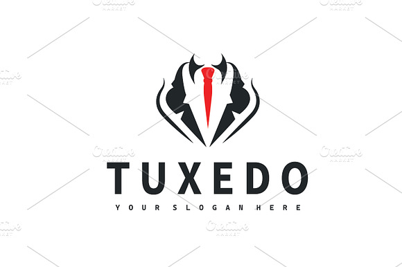 Cool masculine tuxedo logo design preview 2