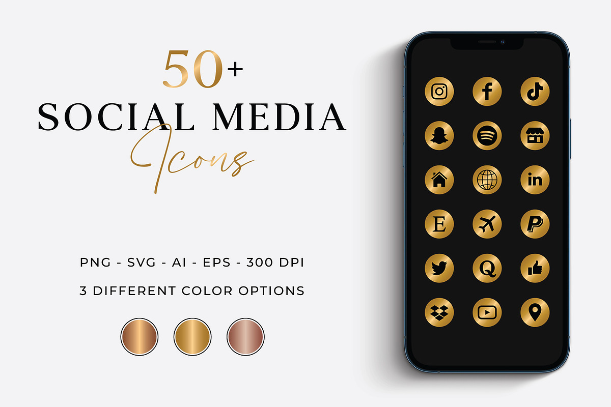 50+ Social Media Icons, an Icon by ChicGraphix (Photo 1 of 6)