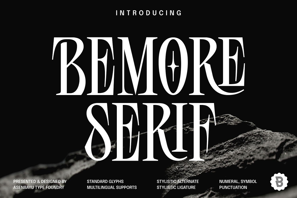 Bemore Serif Font, a Serif Font by Asenbayu (Photo 1 of 13)