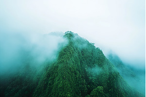 Lush Green Mountain Peak Obscured by, a Background Photo by Lermont51