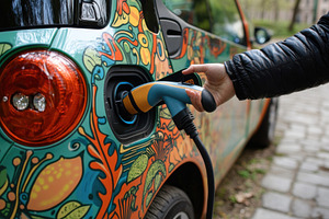 Hand connects electric car charger t, a Photo by Iftikhar Alam