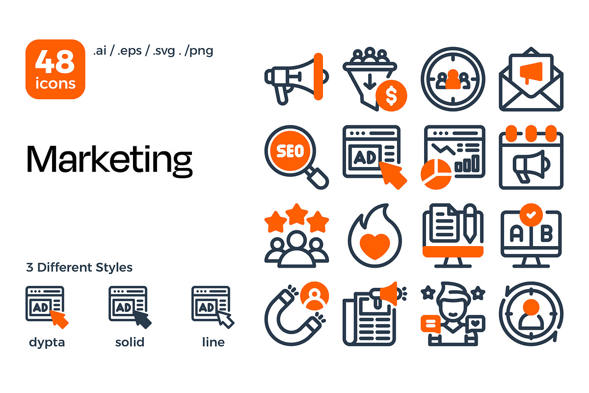 Marketing Icon Set, a Duotone Icon by Eklip Studio (Photo 1 of 4)