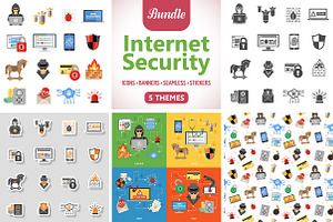 Internet Security Icons and Pattern