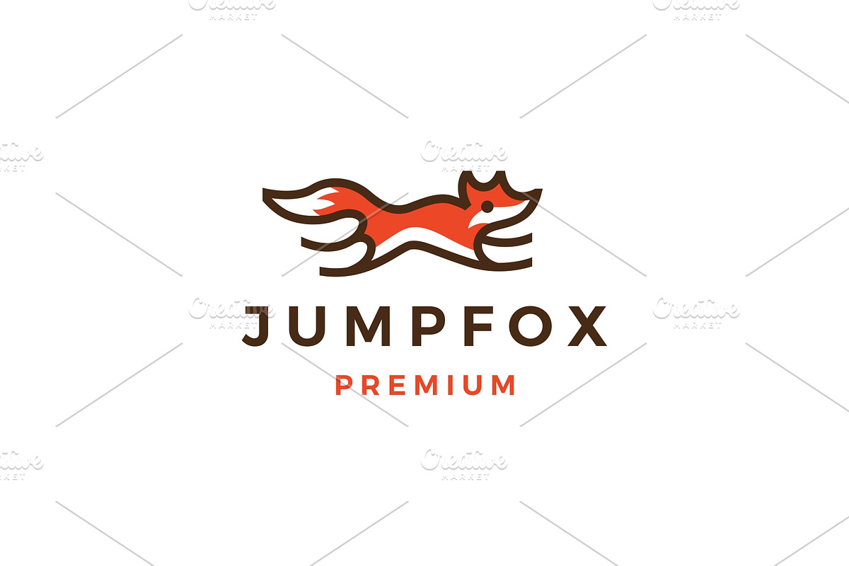 jumping fox outline line art logo, a Branding & Logo Template by VSTRD ...
