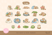 Lazy Day Capybara Clipart Set, an Animal Illustration by Blumensdiary (Thumbnail 2 of 6)