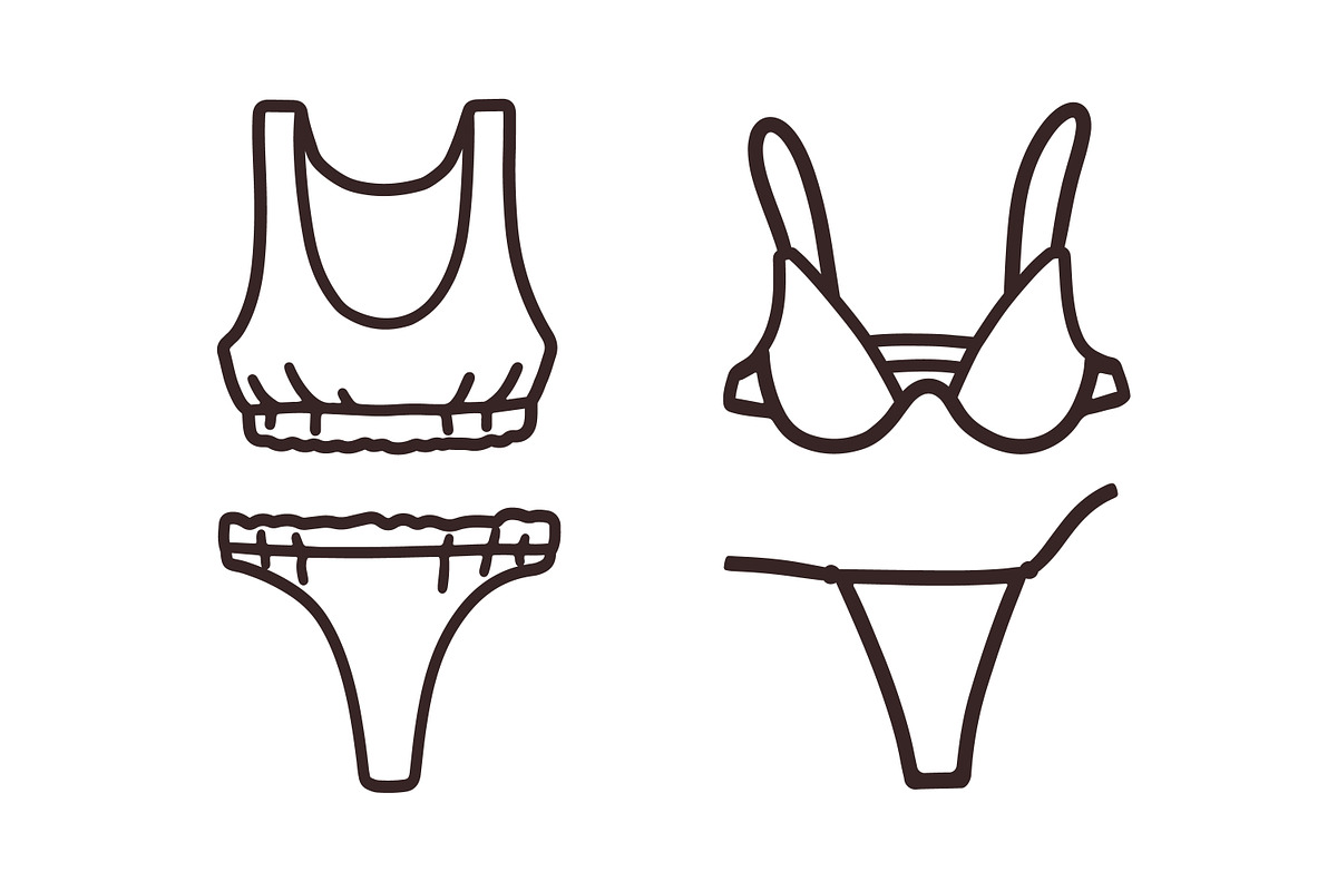 Outline women lingerie underwear set, an Object Illustration by Good Studio (Photo 4 of 9)