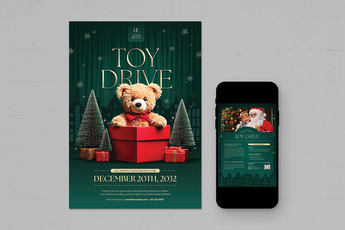 Christmas Toy Drive Flyer Template, a Flyer Template by BrandPacks (Photo 2 of 5)