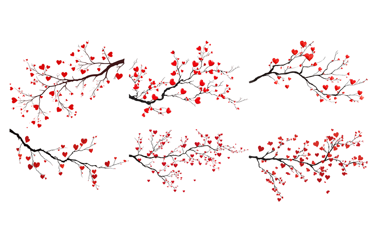 Watercolor Heart Branches Clipart, a Decorative Illustration by stickermadness (Photo 4 of 4)