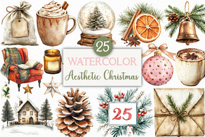 Aesthetic Christmas Clipart, an Illustration by Craft Nest