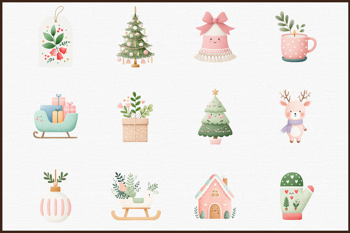 Cute Boho Christmas Clipart, an Illustration by Sublimation Artist (Photo 3 of 6)