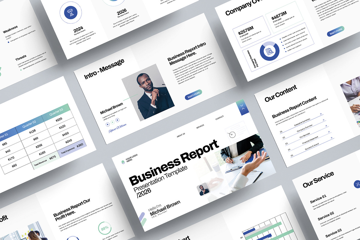 Business Report Presentation Design, a Presentation Template by MightyDesign (Photo 1 of 8)