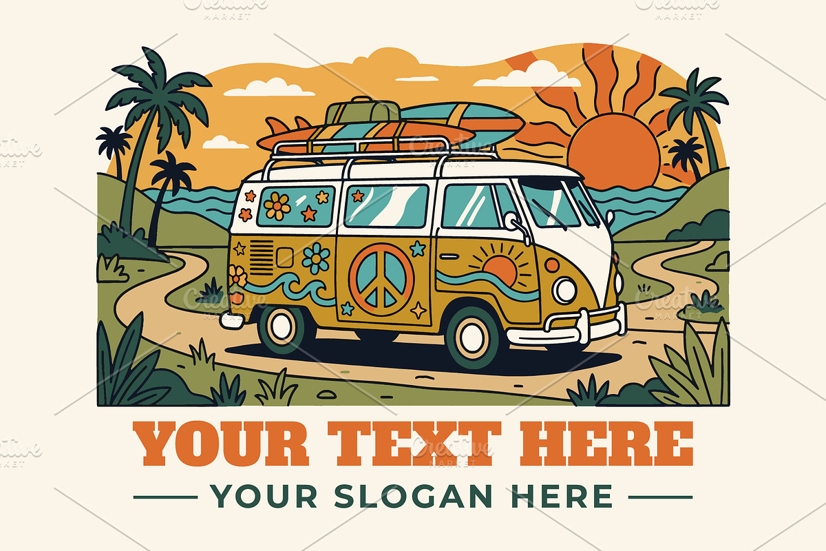 Retro summer travel illustration, an Object Illustration by nandinigraphics (Photo 2 of 3)