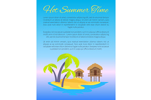 Hot Summer Time Blue Poster Vector