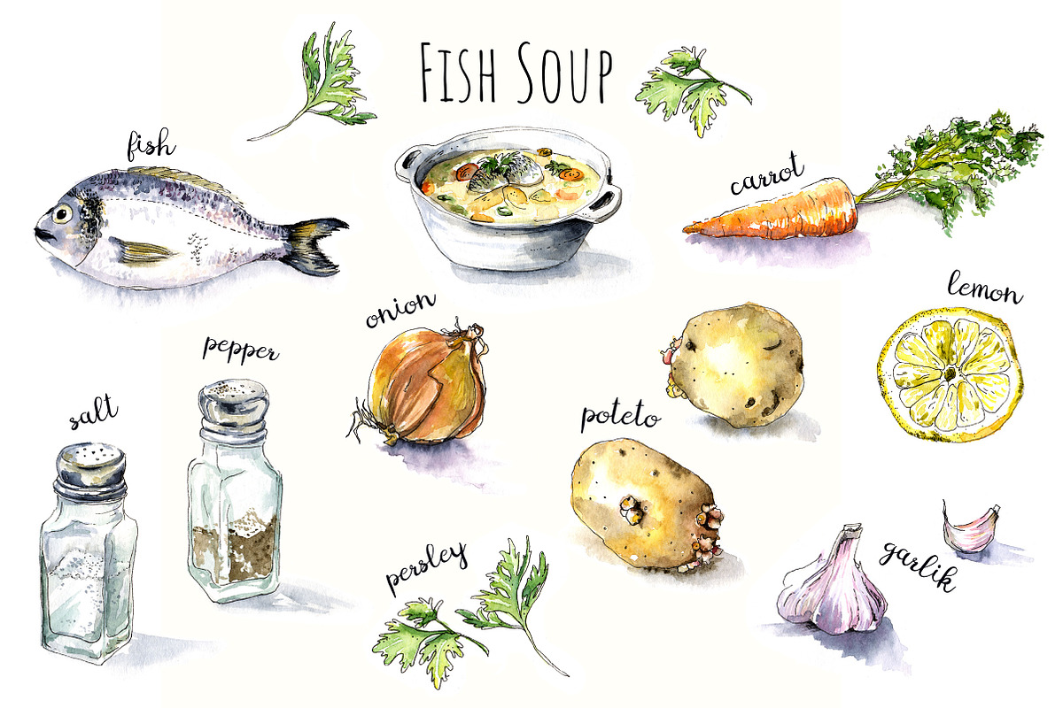 Watercolor vegetables, a Food Illustration by iri-illustration (Photo 6 of 12)