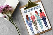 Best Friends Clipart Fashion girls, an Illustration by chilipapers (Thumbnail 5 of 6)