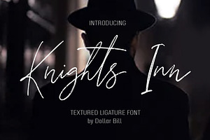 Knights Inn. Textured brush font.