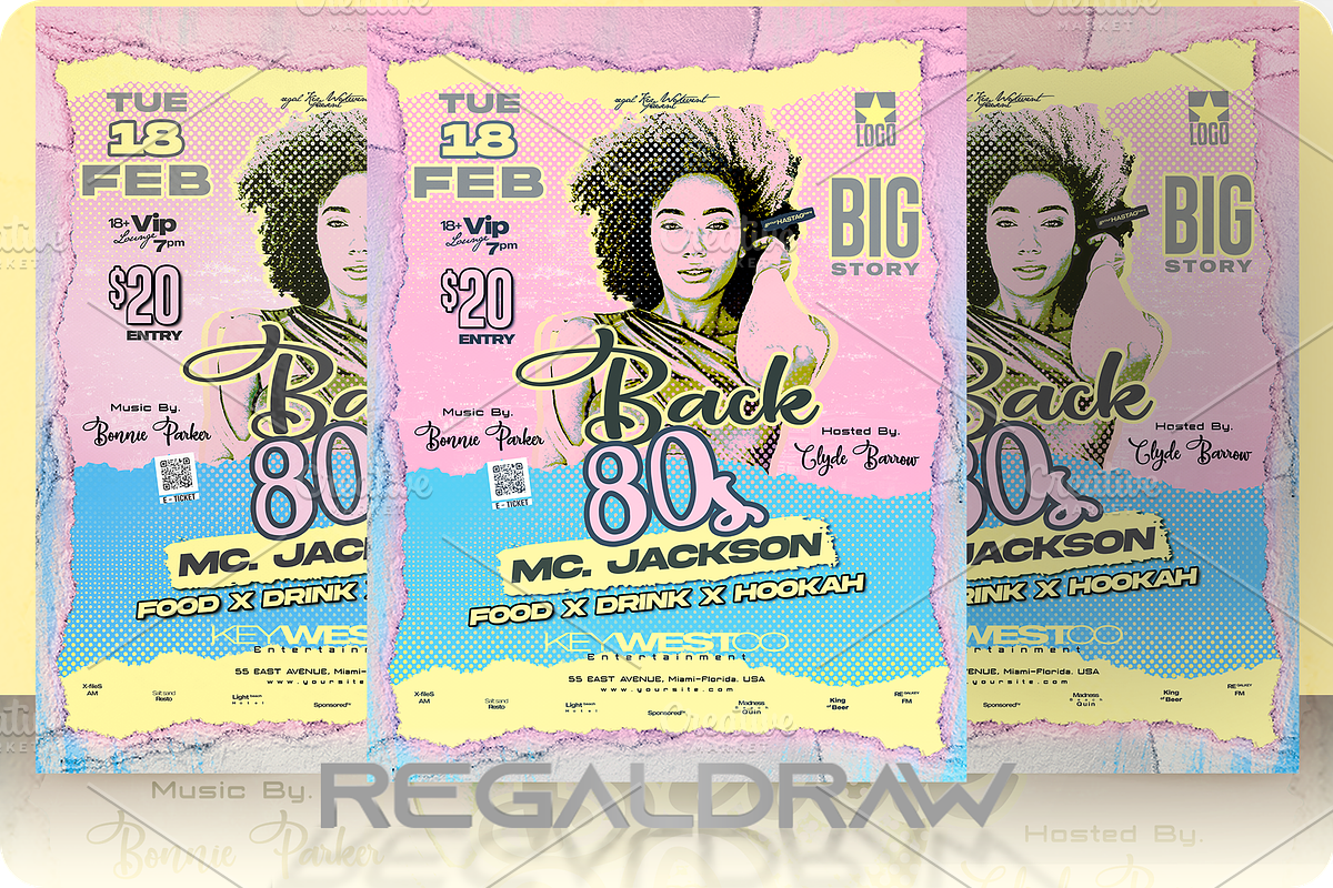 Back 80s Party Flyer, a Flyer Template by regalDRAW