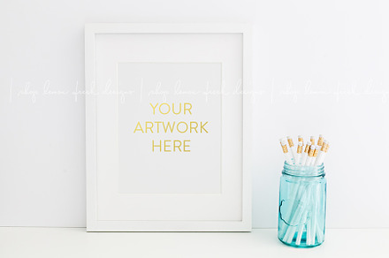 White Frame Styled Stock Photography