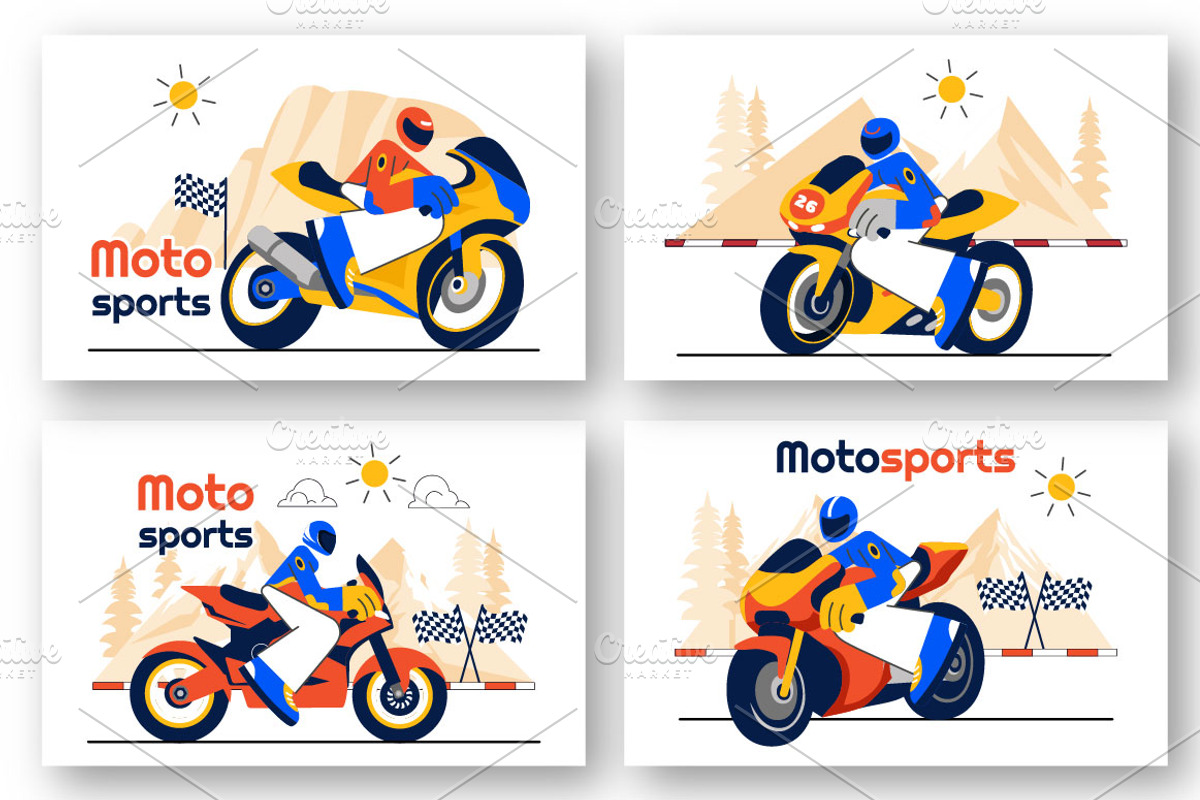 10 Motorcycle Racing Illustration, a Sport Illustration by denayunebgt (Photo 2 of 4)