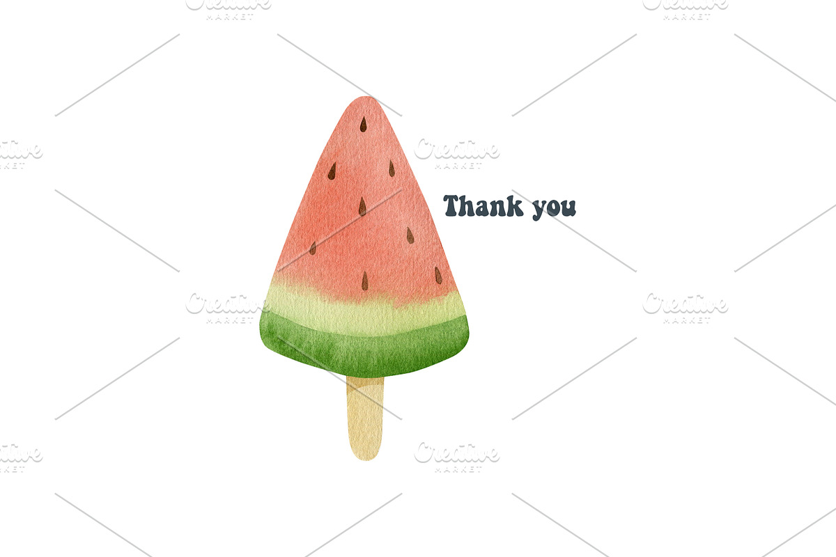 Watercolor Ice Cream Clipart., an Object Graphic by Kira Konoshenko (Photo 7 of 7)