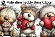 Valentine Teddy Bear Clipart, an Illustration by Daily.Designs (Thumbnail 1 of 8)