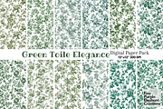 Green Toile Elegance Chinoiserie, a Pattern Graphic by Fine Purple Elephant (Thumbnail 1 of 5)