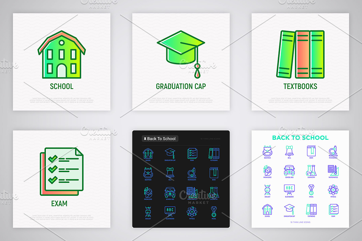Back To School | 16 Thin Line Icons, an Outline Icon by Alex Blogoodf (Photo 6 of 7)