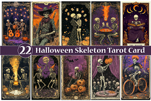 Funny Halloween Skeleton Tarot Card, an Illustration by Dream Creation