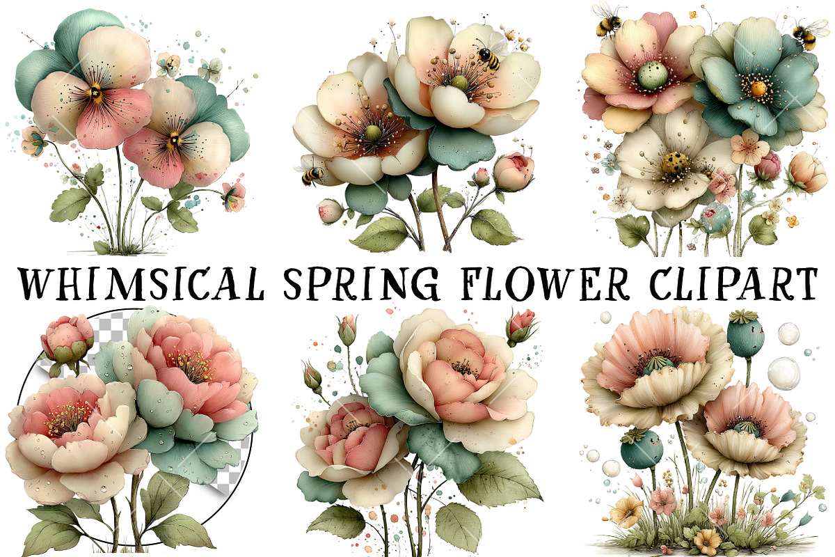 Whimsical Spring Flower Clipart, an Illustration by OK Design (Photo 2 of 6)