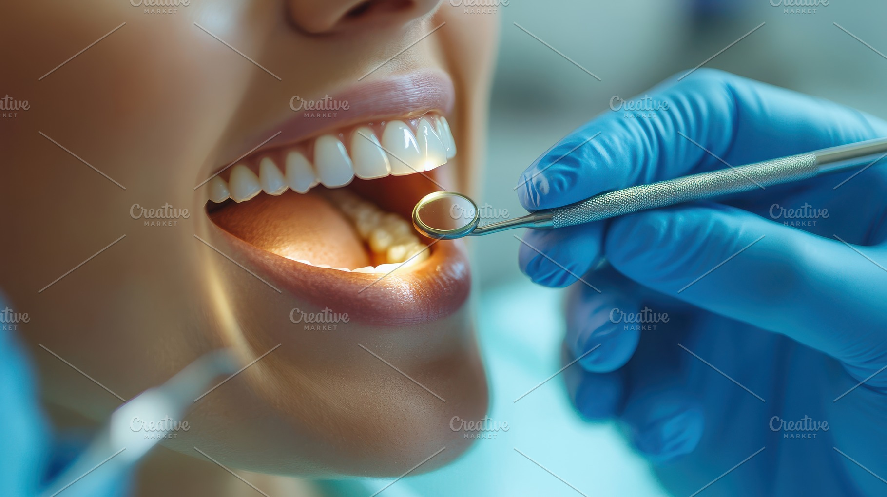 Oral Health Exam: Close-up of dentis, a Health & Medical Photo by Pixeness Studio