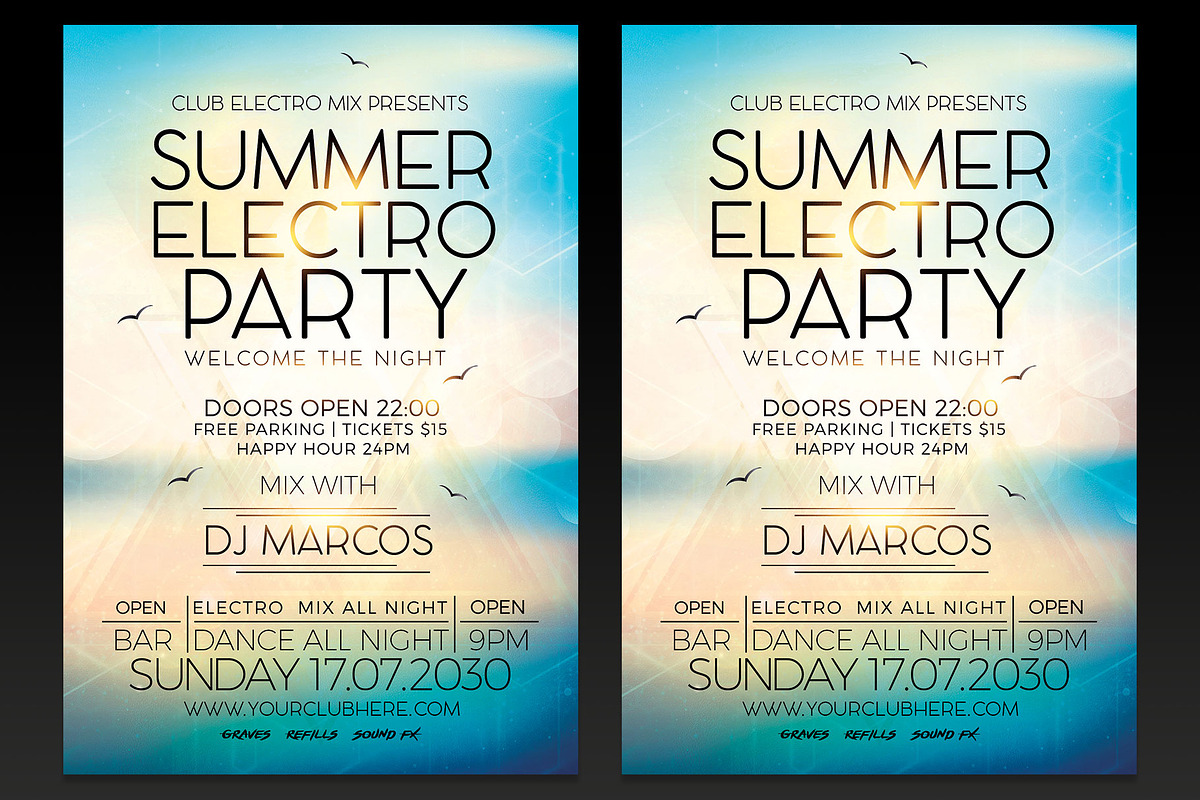 Summer Electro Party Flyer Template, a Flyer Template by designblends@gmail.com (Photo 1 of 3)