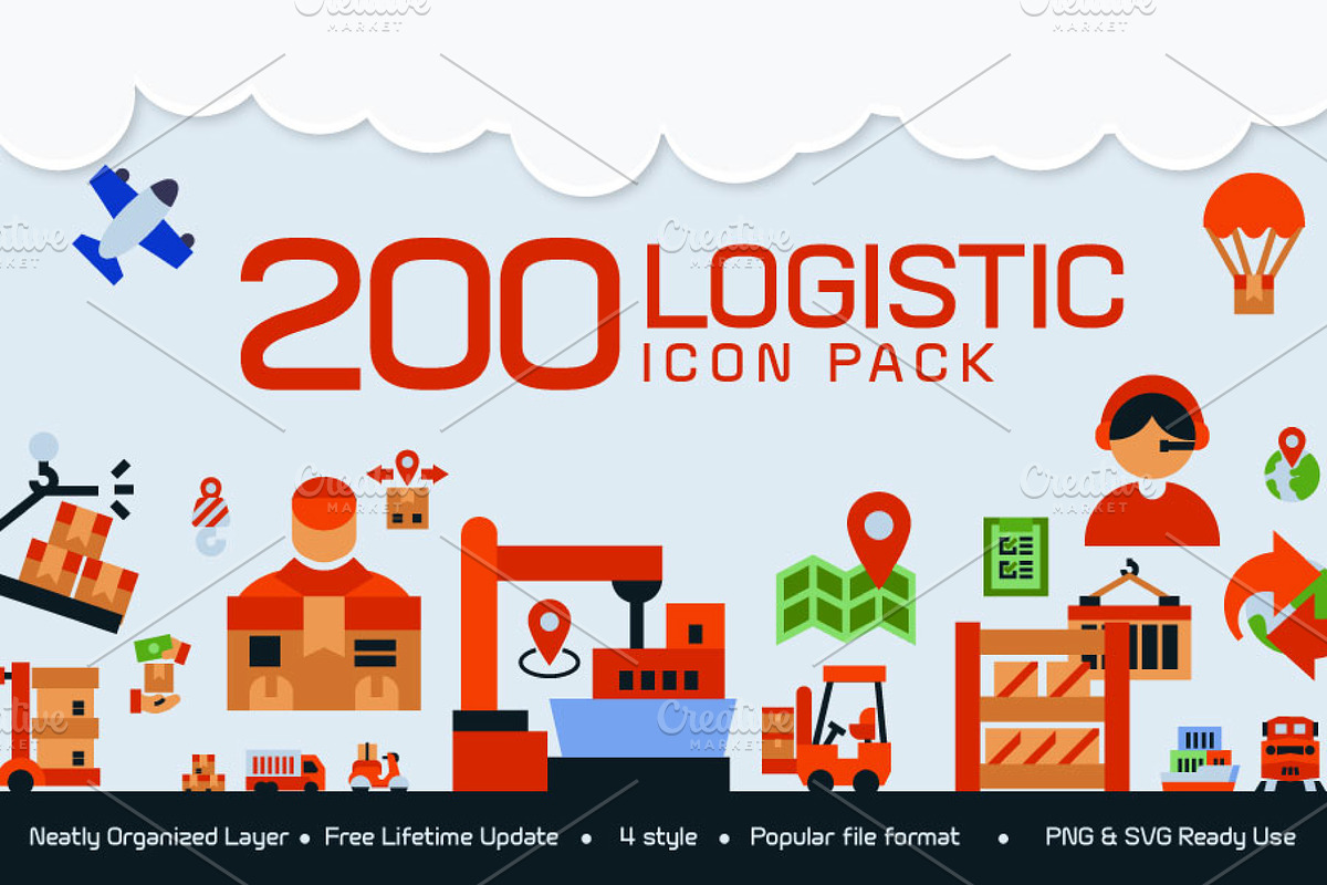 200 Logistic Icon Pack, an Icon by Creastale (Photo 1 of 5)