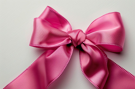 Pink satin ribbon bow on white background, a Beauty & Fashion Photo by AlyaAnd