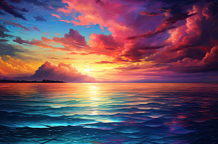 Beautiful sunset on the sea. Colorfu, a Photo by Iftikhar Alam