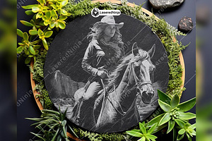 Desert Cowgirl Horse Rider Lone Wild