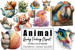 Quirky Animal Peeking Clipart, a Graphic by CitraGraphics